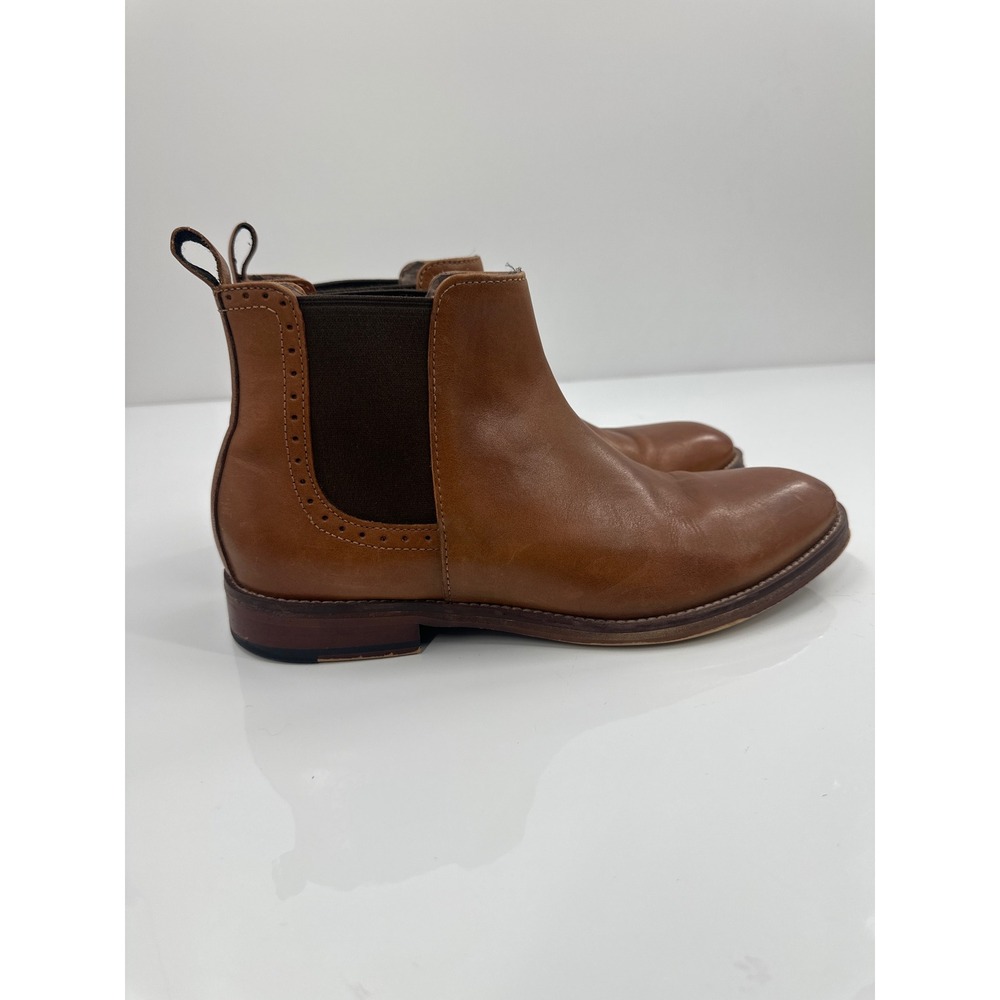 Johnston & Murphy Mens Tan Leather Chelsea Boots Brogue Detail 59-2070 8.5D